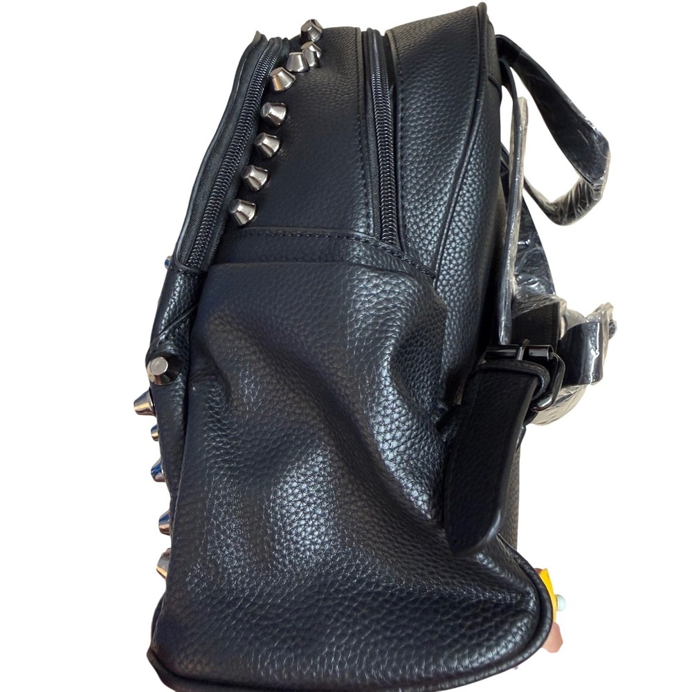 Scarleton Black Studded Skull Vegan Leather Mini Backpack Goth Edgy - Picture 6 of 12